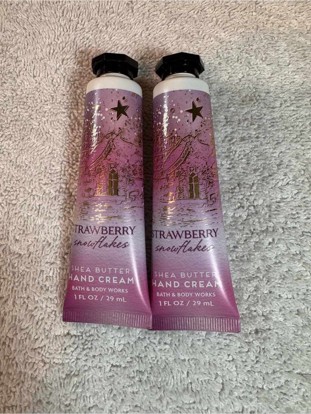 Set of Two Bath & Body Works Strawberry Snowflakes Shea Butter Hand Cream - 1 oz